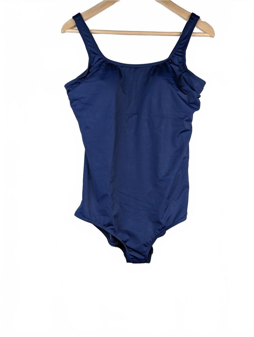 NWOT Lands' End Blue + Black Soft Cup One-Piece Swimsuits Size 14 DD